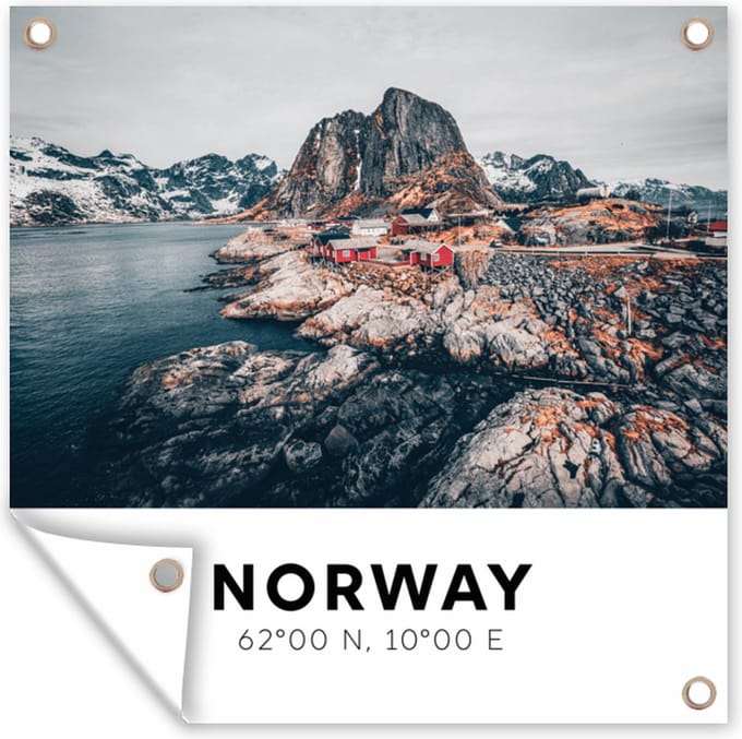 Tuindoek Noorwegen - Scandinavië - Bergen - Winter - 100x100 cm