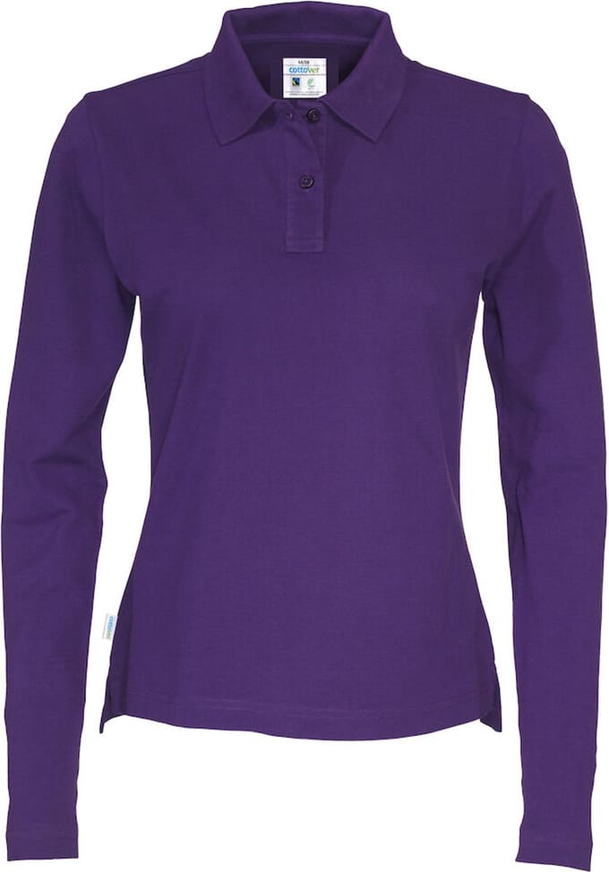 Cottover POLO PIQUE LONG SLEEVE LADY - GOTS GECERTIFICEERD 141017 - Paars - S