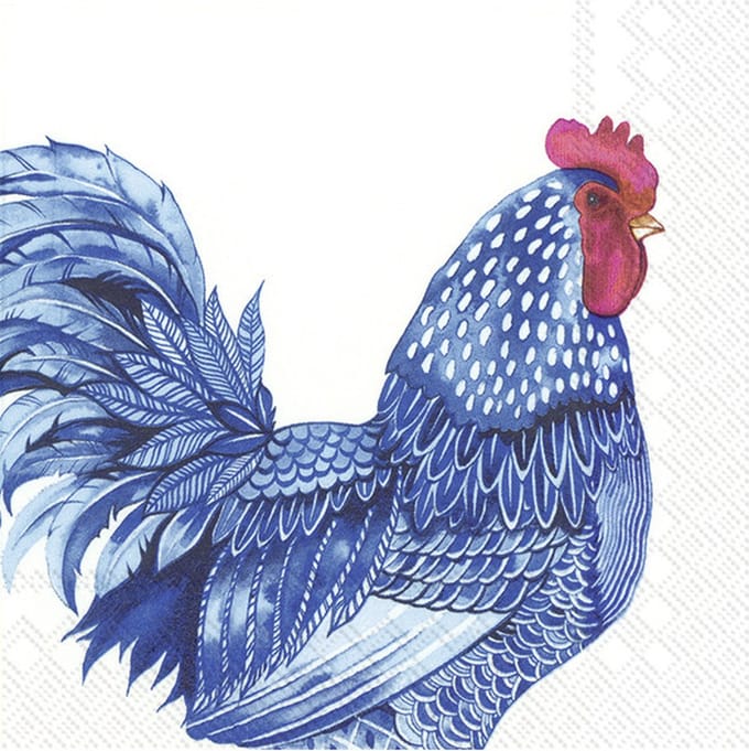Ihr Feest servetten kip - 40x Blauw - 3-laags - Pasen/Lente - 33 x 33 cm