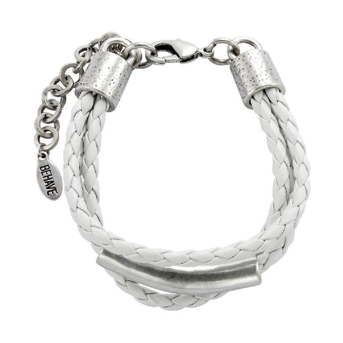 Behave - Armbandje imitatieleer wit - Stoer accent - Neutrale look