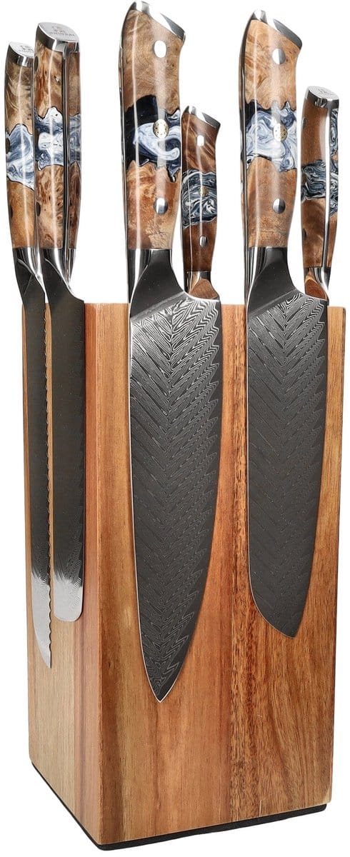 Shinrai Knives - Eclipse 6-delige Messenset + Messenblok Robur
