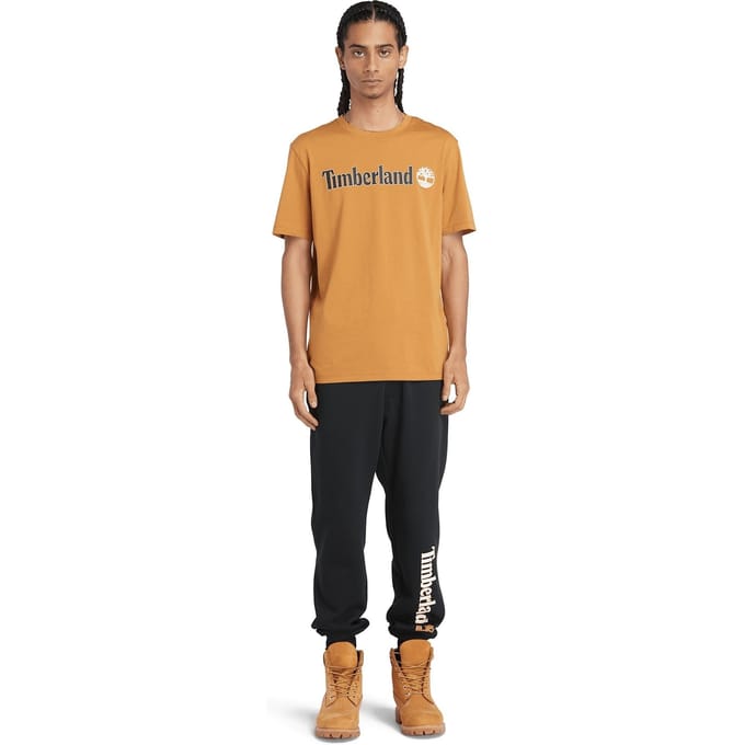 Timberland Linear Logo Short Sleeve Tee Medium Brown Größe: L | Bedruckte T-Shirts Outlet | Herren | Braun