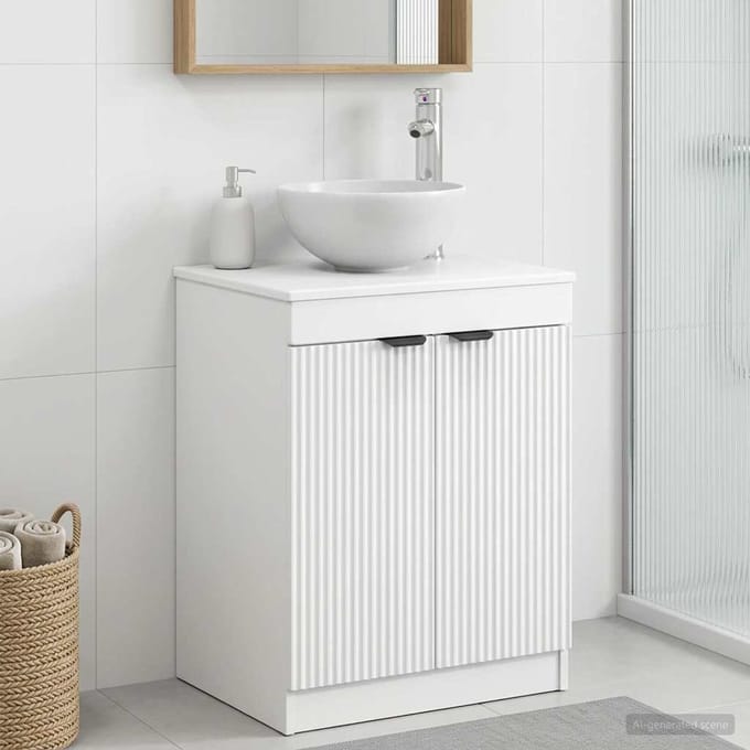 vidaXL - Badkamerkast - Wit - 54 - x - 41 - x - 70 - cm - Bewerkt - hout