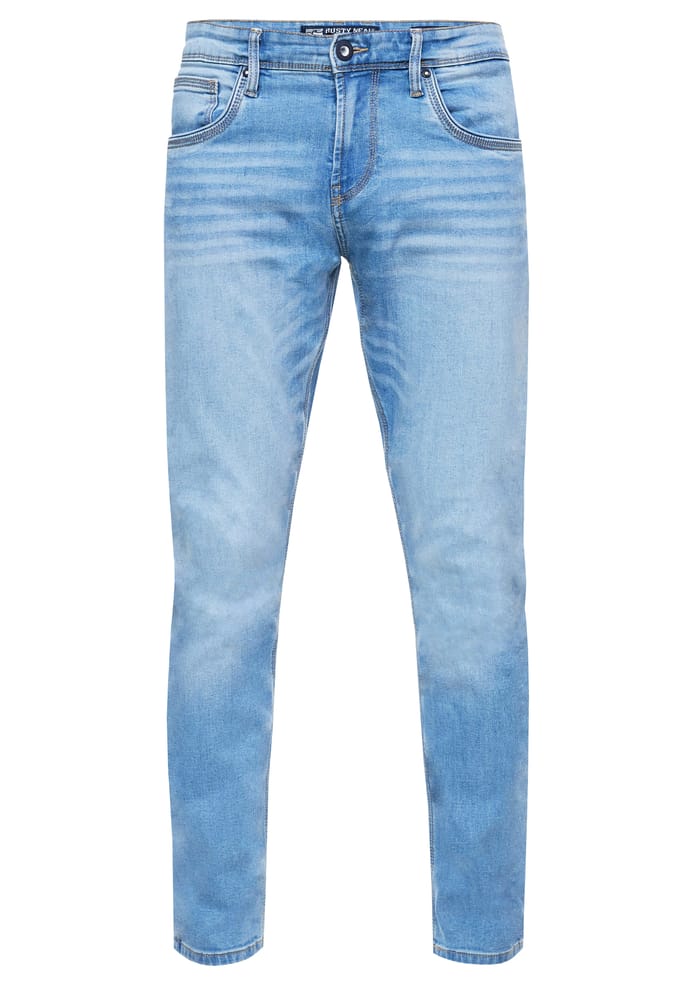Lichtblauwe gebruikte jeansbroek "MELVIN" Slim Fit katoen-stretch