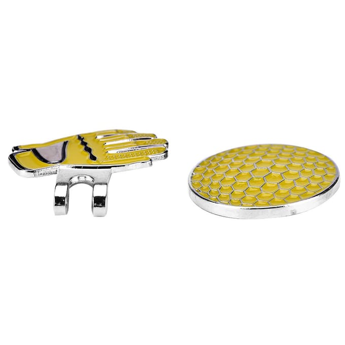 Draagbare Mini Roestvrij Staal Handschoen Magnetische Golf Hoed Clip met Bal Marker (Geel) gray