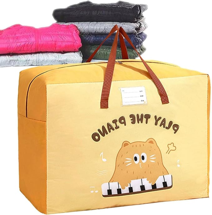 Dekbed Opbergzak - Kleding Organizer - Efficiënte Opslag - Ruimtebesparend en Opvouwbaar - Grote Capaciteit - Geel