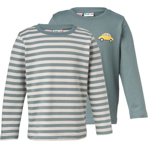 LUPILU Set van 2 kinder thermoshirts (strepen/groen, 122/128)
