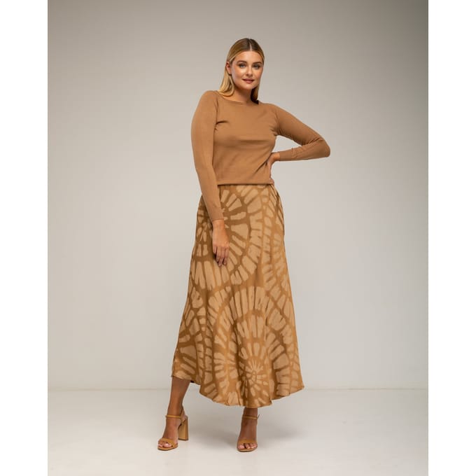 Midi-jurk met zijde, geometrische print