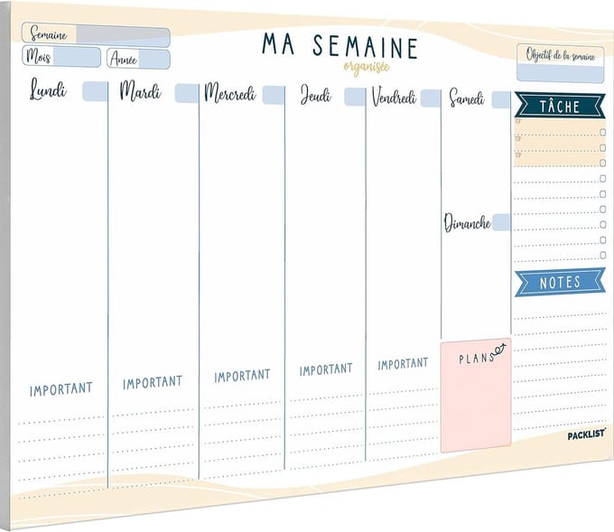 Wekelijkse Planplanner A4 Onedateerd 52 Pagina's Frans Ontwerp