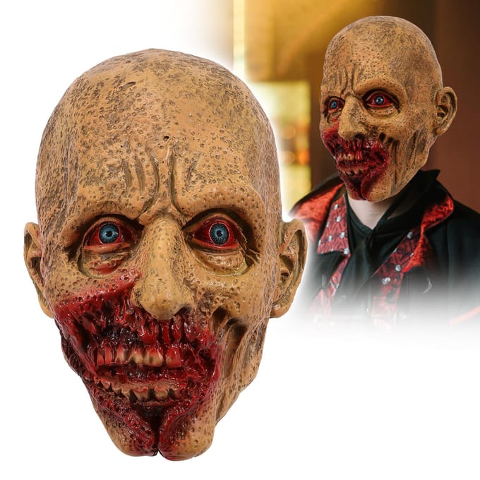 Bouche tordue, yeux bleus, masque de zombie One size fits all adults rouge