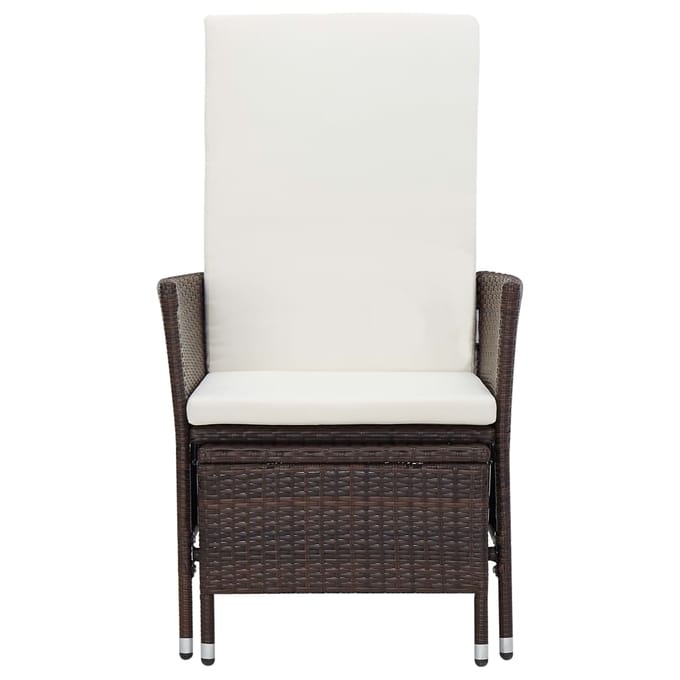 vidaXL - Tuinstoel - verstelbaar - met - kussens - poly - rattan - bruin