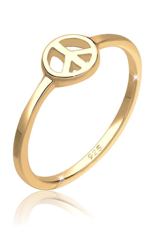 Elli - Ring - Dames Verklaring Vredessymbool in 925 Sterling Zilver Verguld - Dames
