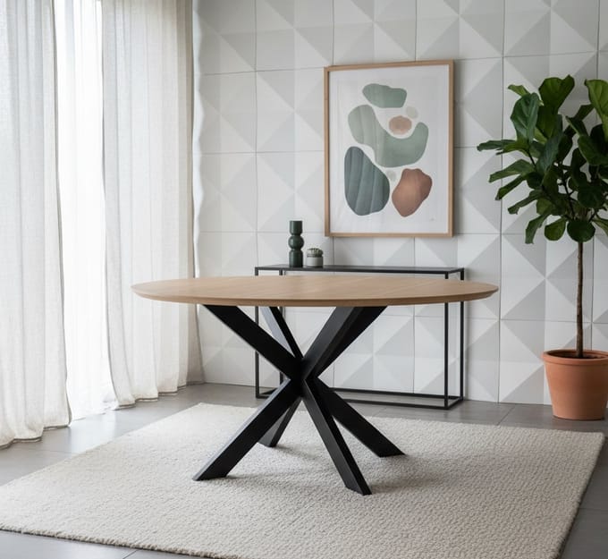 Ovale Eettafel 200x100 cm Naturel - 200x100 cm - Eiken - Novihome