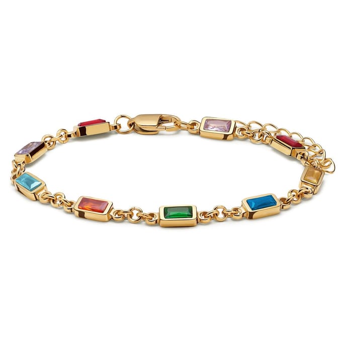Prism | Vergulde armband met veelkleurige stenen van kristalglas