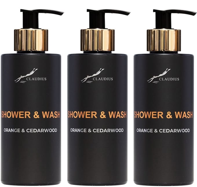 Shower & Wash Orange & Cedarwood 300 ml - gouden pomp - 3 stuks