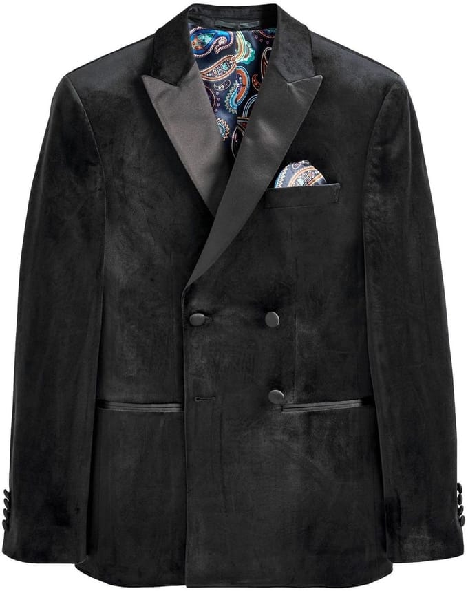 Next - Heren - Slim-fit fluwelen blazer met dubbele rij knopen - Regular - Zwart