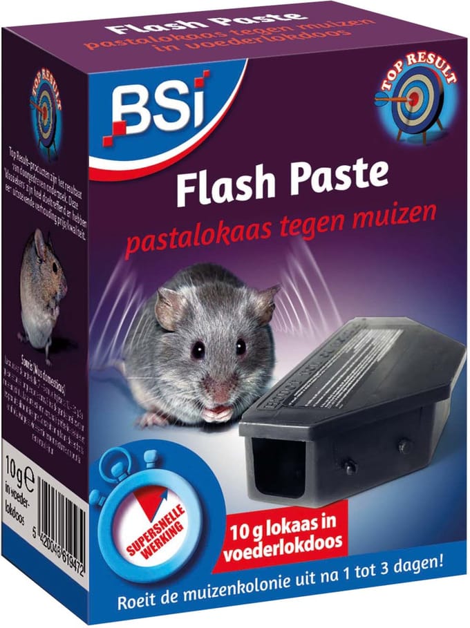 BSI - Flash Paste - Rodenticide - Pastalokaas tegen muizen - 1 lokaasdoosje met 10 g
