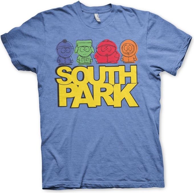 South Park T-shirt met schetsmotief, blauw gemêleerd