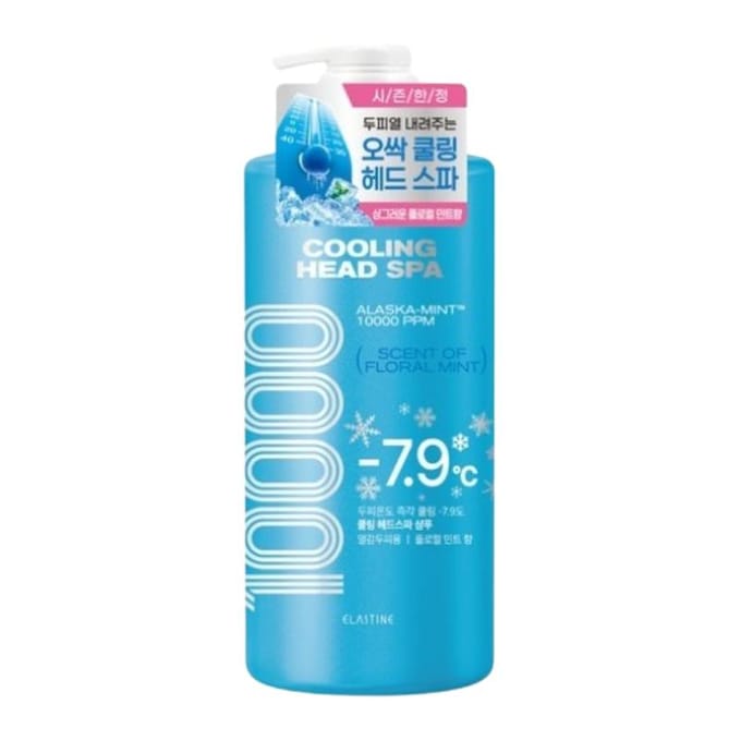 Elastine Cooling Head Spa 10000 Shampoo 1L | Koreaanse Cooling Shampoo voor Vettige Hoofdhuid & Bloemenmunt Geur 1L blue