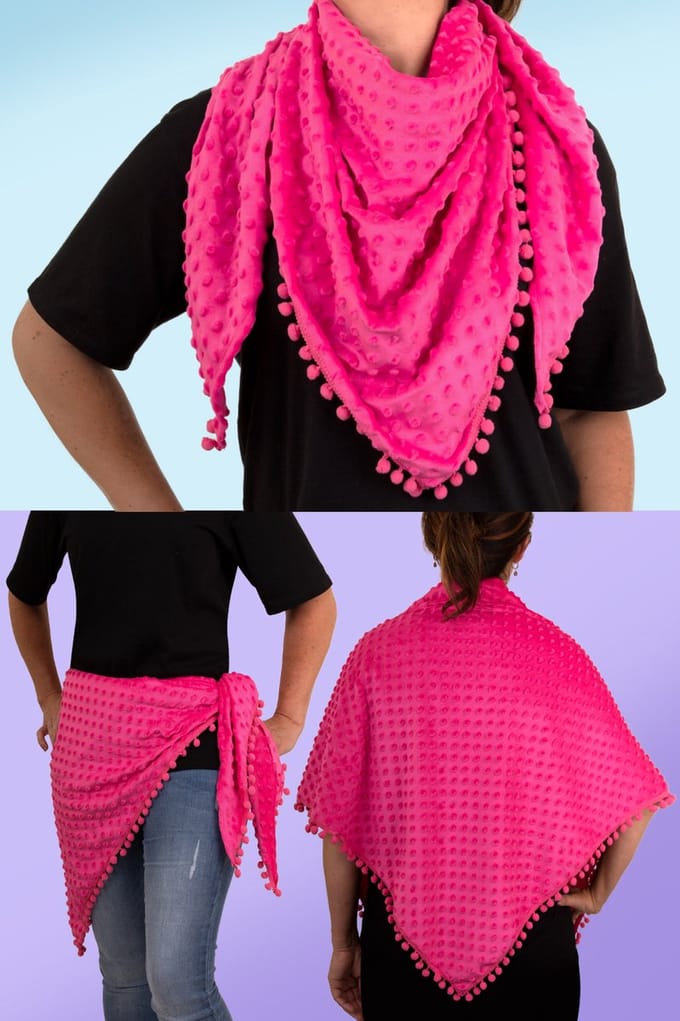 Driehoek sjaal Bubble Neon roze