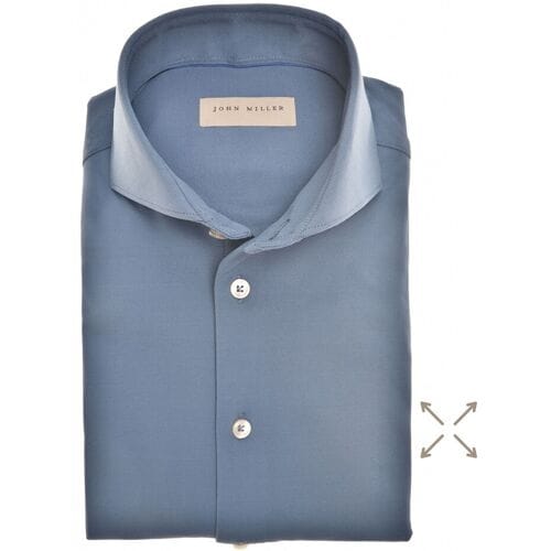 John Miller Overhemd Slim-Fit Plain Hyperstretch Midden Blauw / male