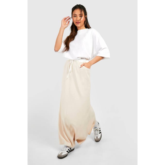 boohoo Dames Maxirok met taillebanddetails | Steen | Maat: 36
