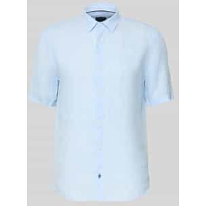 OLYMP Casual regular fit overhemd - korte mouw - structuur - lichtblauw