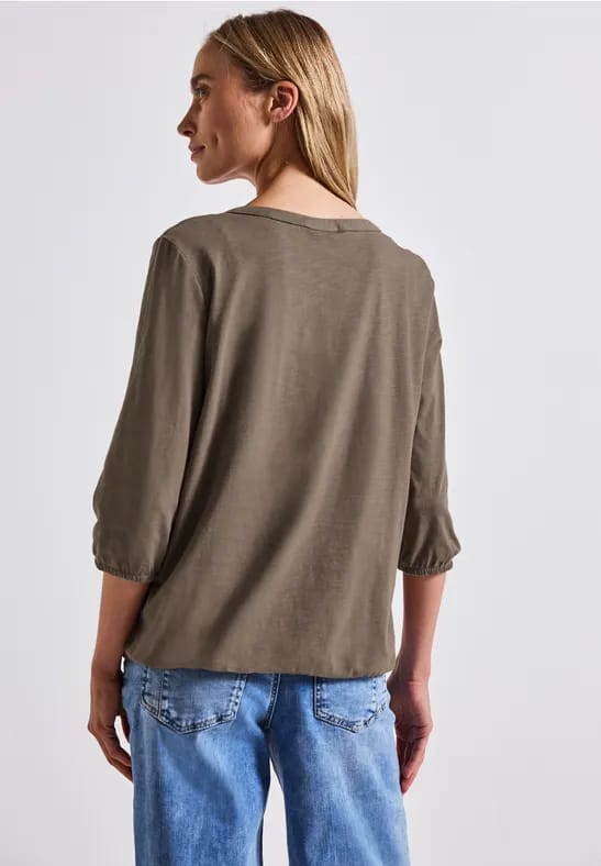 Shirt van jersey met gespleten hals