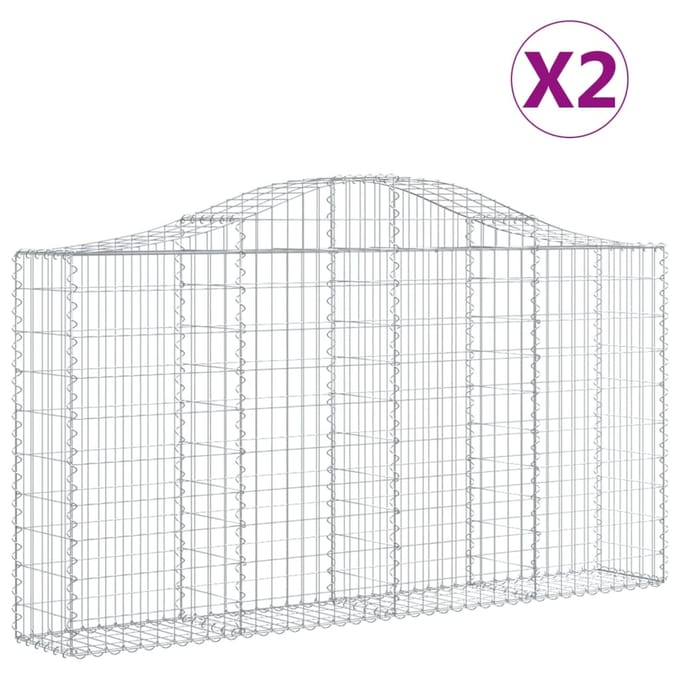 vidaXL - Schanskorven - 2 - st - gewelfd - 200x30x100/120 - cm - ijzer