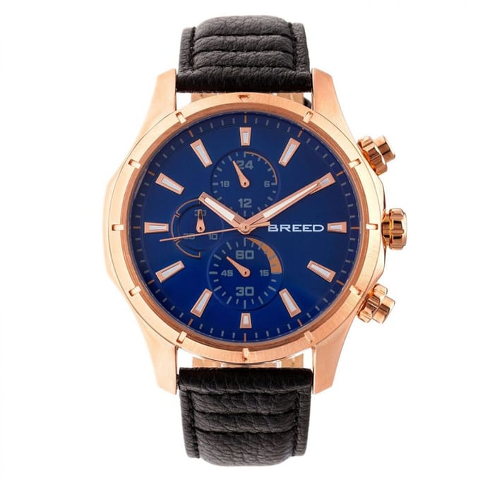Breed Lacroix chronograaf horloge met leren band