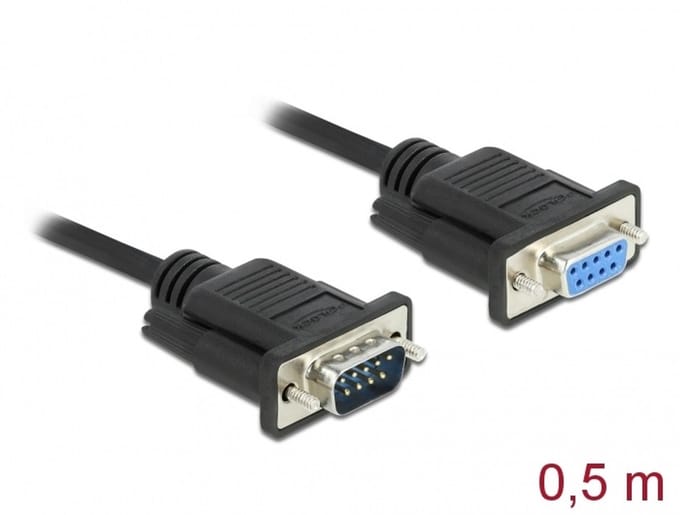 Delock HDD Aansluitkabel [1x D-sub stekker 9-polig - 1x D-sub stekker 9-polig] 0.5 m Zwart