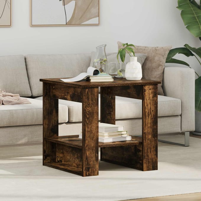 vidaXL - Salontafel - Gerookt - eiken - 51 - x - 50 - x - 50 - cm - Bewerkt - hout