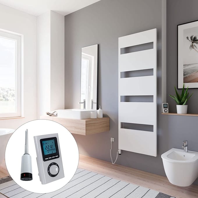 Schulte TURIN - elektrische designradiator - 60x170cm - wit - digitale remote aansluiting links - 600 Watt