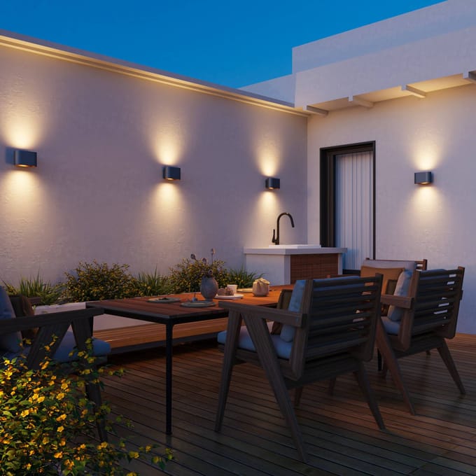 Calex Potenza Wandlamp - Up & Down Tuinverlichting - 4.5W - Warm Wit Licht - Zwart