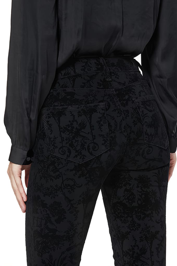 PAIGE Hoxton Ankle Black Flocked Versaille Maat: W26 | Slim Jeans Outlet | Dames | Zwart