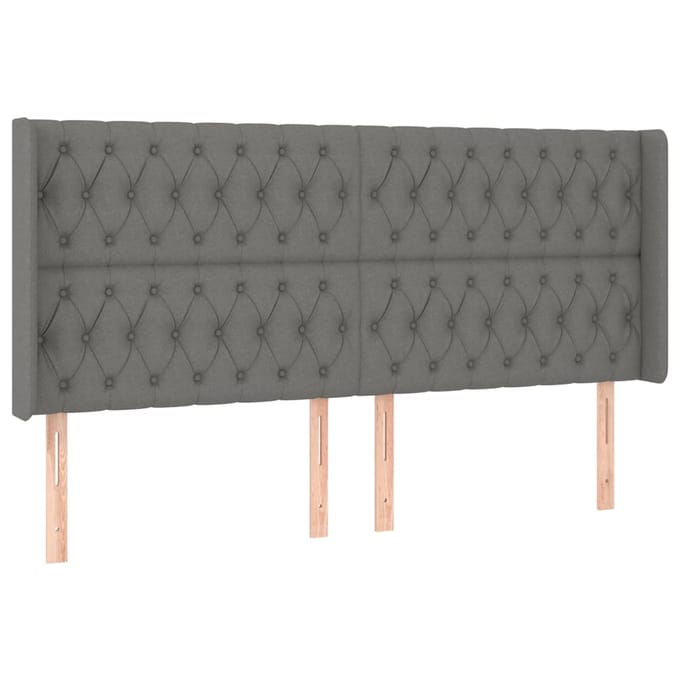 vidaXL - Hoofdbord - LED - 203x16x118/128 - cm - stof - donkergrijs