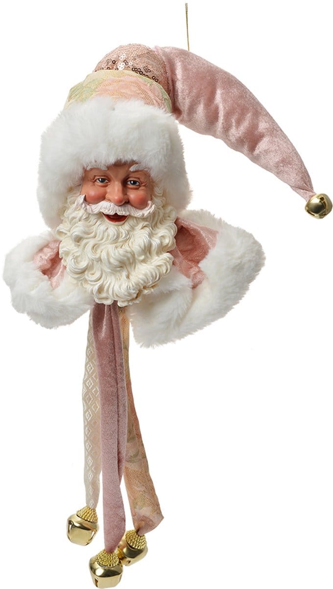 Clayre & Eef Kersthanger Kerstman 70 cm Roze Textiel