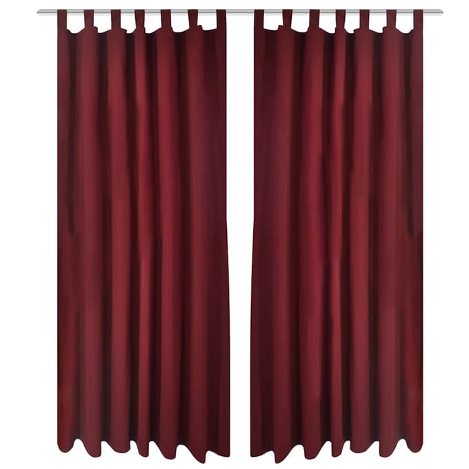 vidaXL - Micro-Satijnen - Gordijnen - met - Ringen - 140 - x - 175 - cm - 2 - stuks - (Wijnrood)
