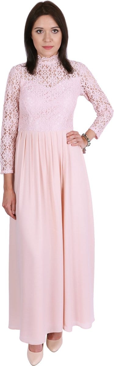 John Zack Zalm maxi jurk met 3/4 mouwen