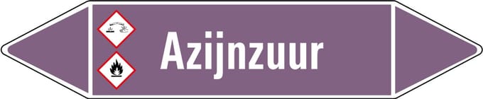 Azijnzuur leidingmarkering op vel - basen 126 x 26 mm - 5 per vel