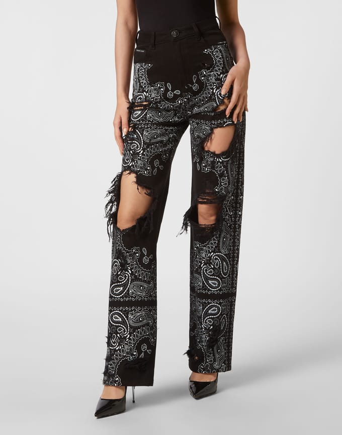 Jeans Met Wijde Pijpen Paisley