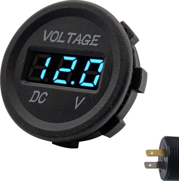 ProRide Universele Voltmeter 12-24V DC - Inbouw - Voor Auto, Boot, Motor en Andere Voertuigen - Blauw