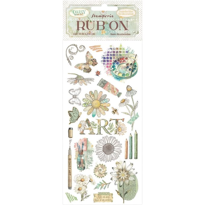Stamperia - Daisy Art Rub-On 10,16x21,6cm Life is Art Live it in Colour (DFLRB221)
