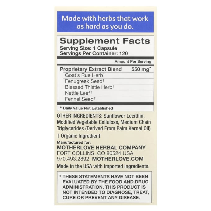 Borstvoeding, Meer Melk Speciale Blend, 120 Vloeibare Capsules