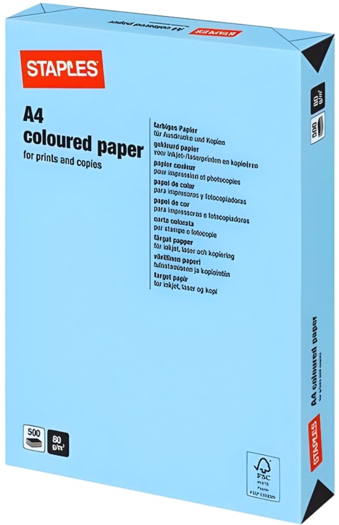 Staples papier A4 gekleurd blauw 500 vel