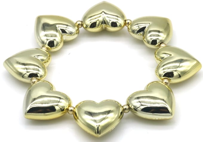 RVS hartjes armband – elastisch – goudkleurig – dames – valentijn – cadeau