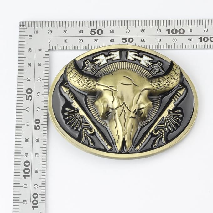 Golden Bull Skull Belt Buckle Matador Patroon Riem Diy Componenten beige