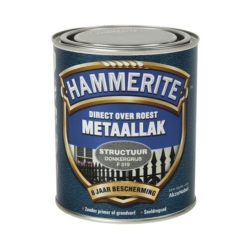 Hammerite Metaallak Direct over Roest Structuur - F319 Donkergrijs