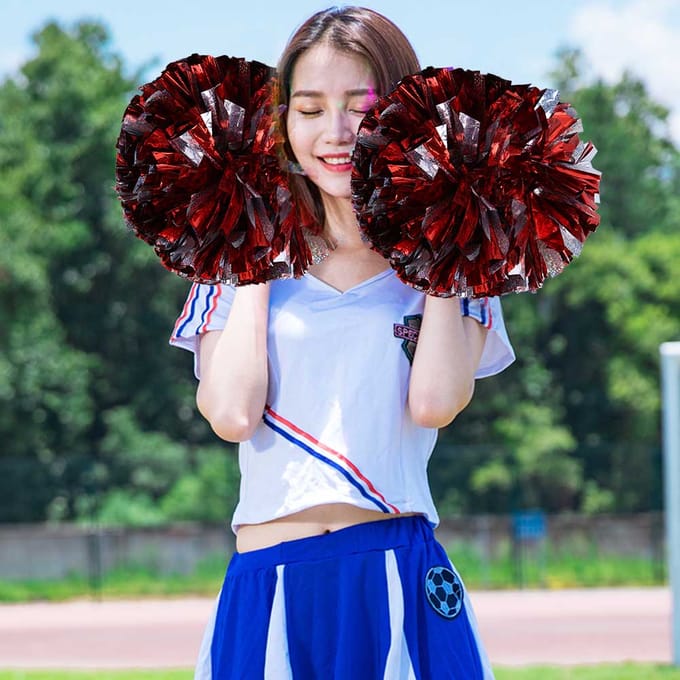 Cheerleading Pompons Pompoms voor Dansfeest School Sportwedstrijd Double-ended silver red laser dots