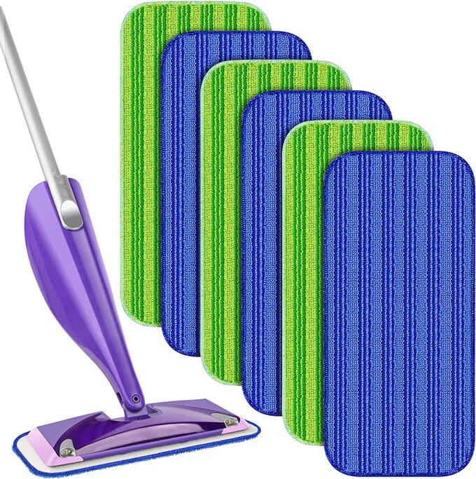 Nunu's Herbruikbare Doeken | Set van 6 | Microvezel | Past op Swiffer Wetjet | Groen/Blauw